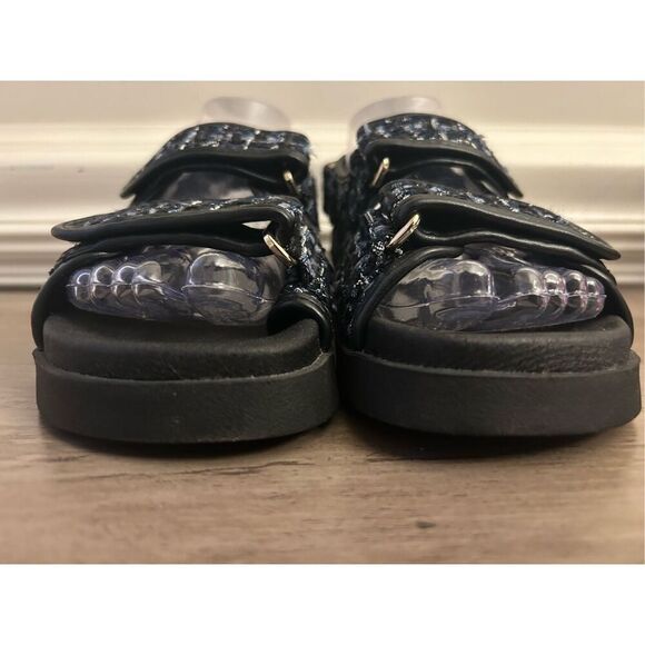 Aqua Womens Navy Plaid Padded Margo Round Toe Platform Slingback Sandals 6M new - Picture 5 of 10